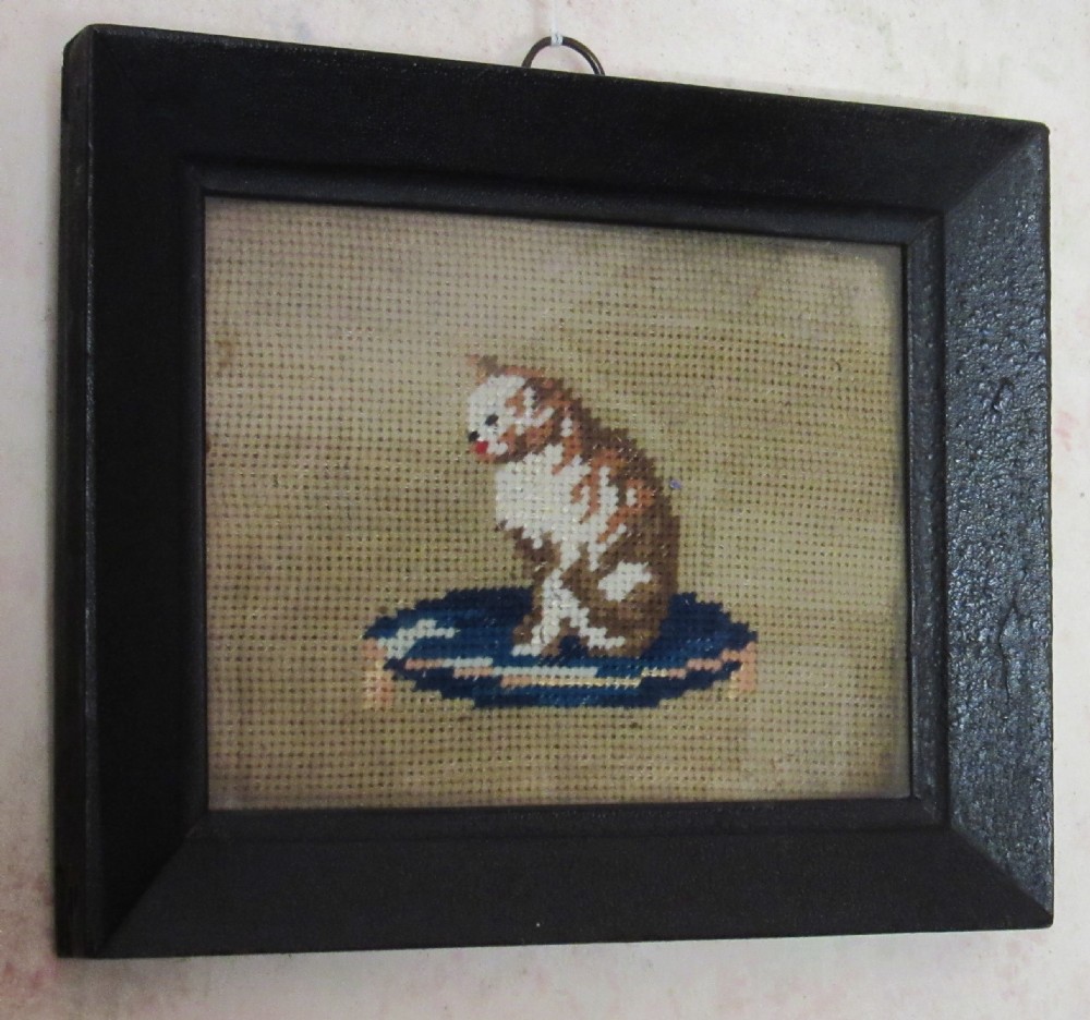 SMALL PAIR OF GEORGIAN WOOLWORK PICTURES c1820 View II