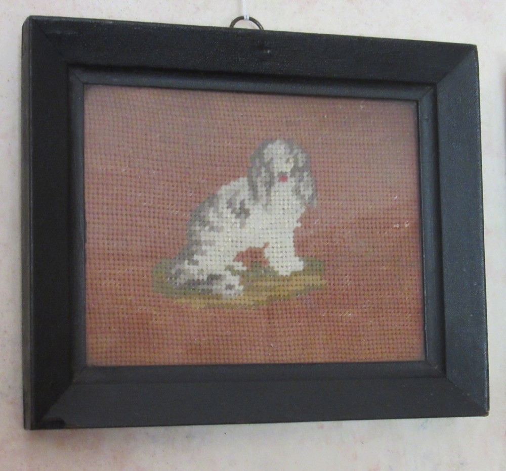 SMALL PAIR OF GEORGIAN WOOLWORK PICTURES c1820 View III