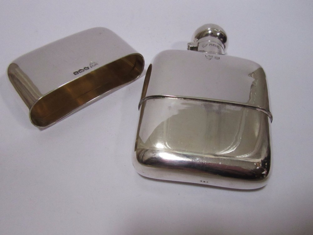 SOLID SILVER HIP FLASK HAWKSLEY SHEFFIELD 1918 View VI