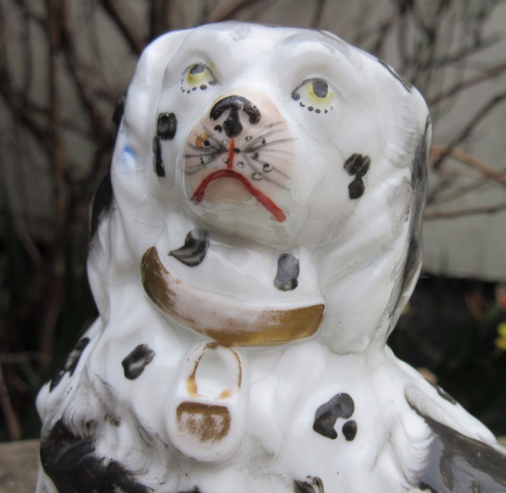 LARGE STAFFORDSHIRE PORCELLANEOUS DOG c1840 View IV