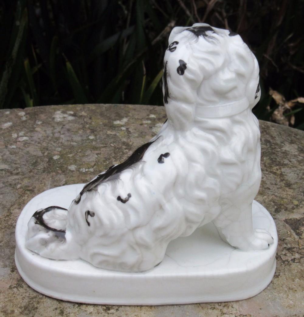 LARGE STAFFORDSHIRE PORCELLANEOUS DOG c1840 View V
