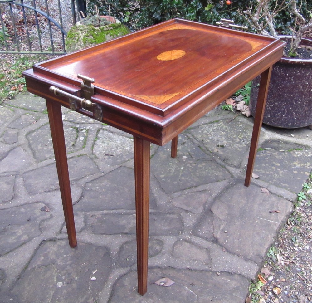 INLAID MAHOGANY METAMORPHIC BUTLER'S TRAY c1910