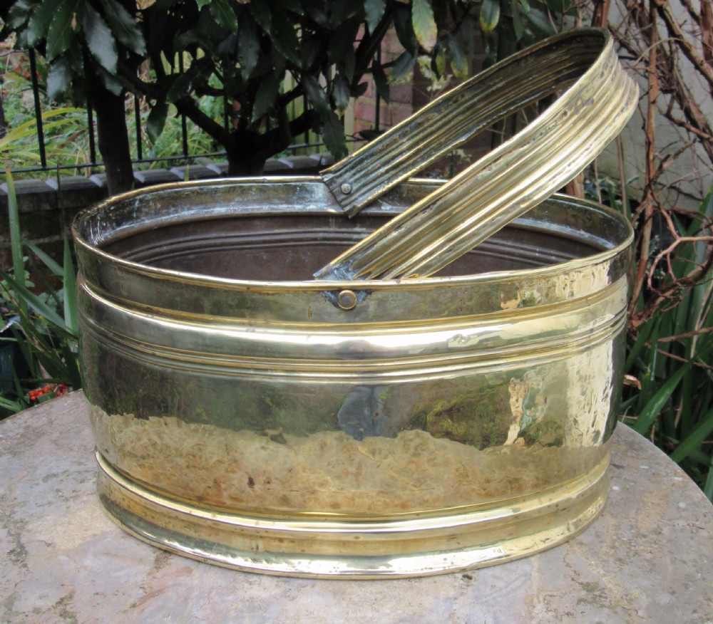 EDWARDIAN BRASS LOG BASKET c1910