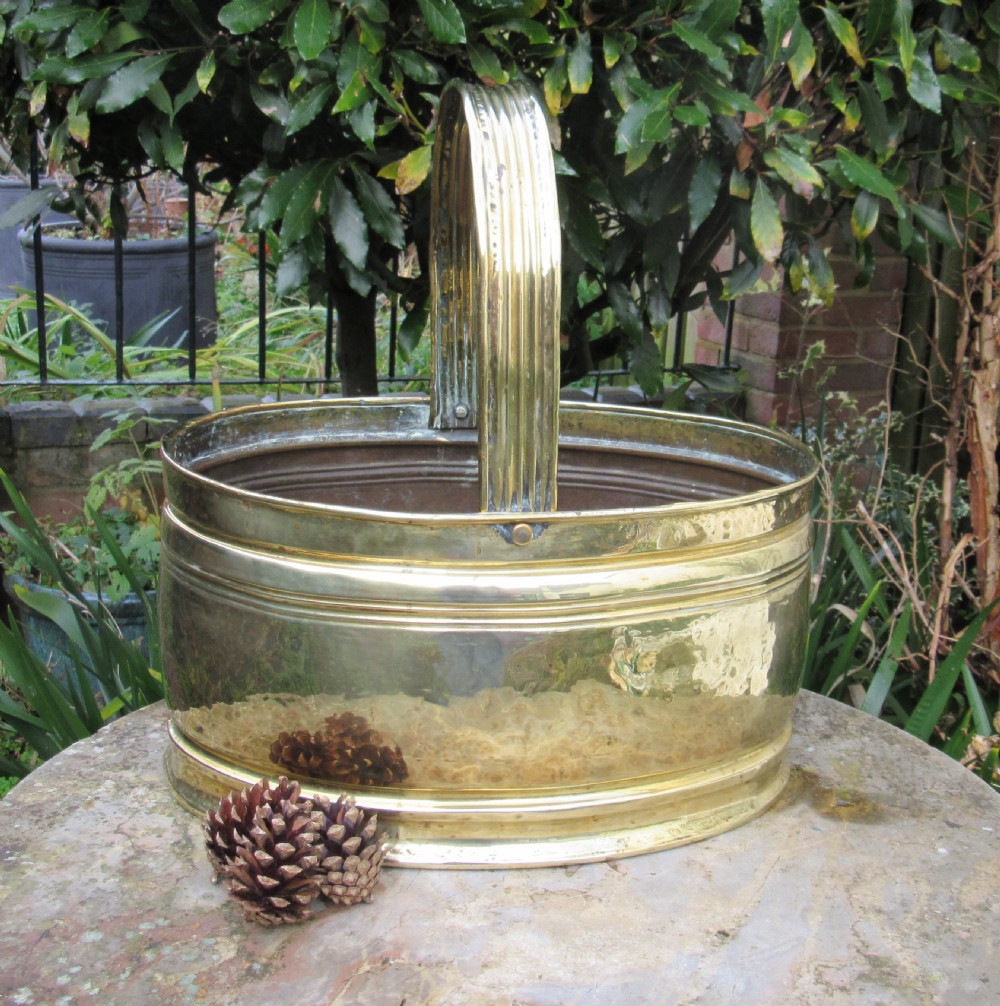 EDWARDIAN BRASS LOG BASKET c1910 View III