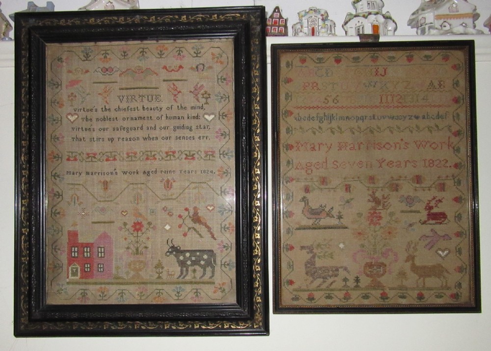 TWO GEORGIAN SAMPLERS MARY HARRISON 1822 & 1824