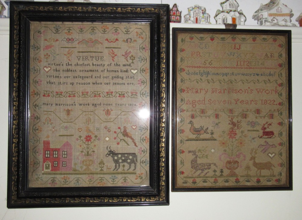 TWO GEORGIAN SAMPLERS MARY HARRISON 1822 & 1824 View IV