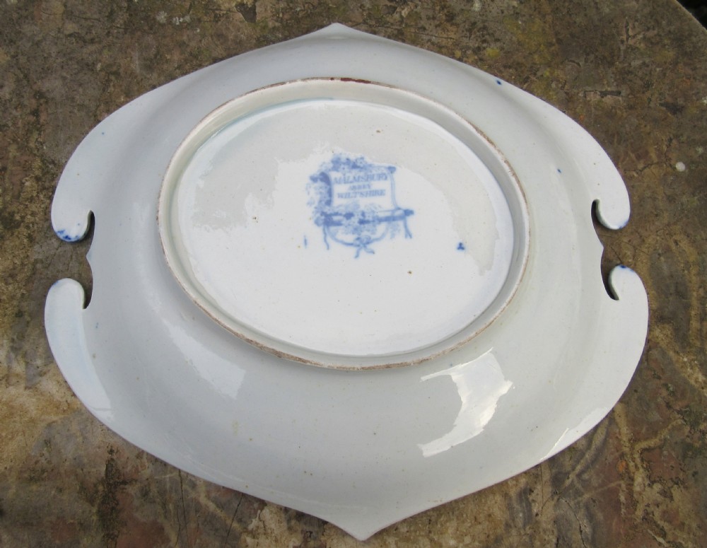 RARE ENGLISH BLUE & WHITE MALMESBURY ABBEY DISH c1840 View III