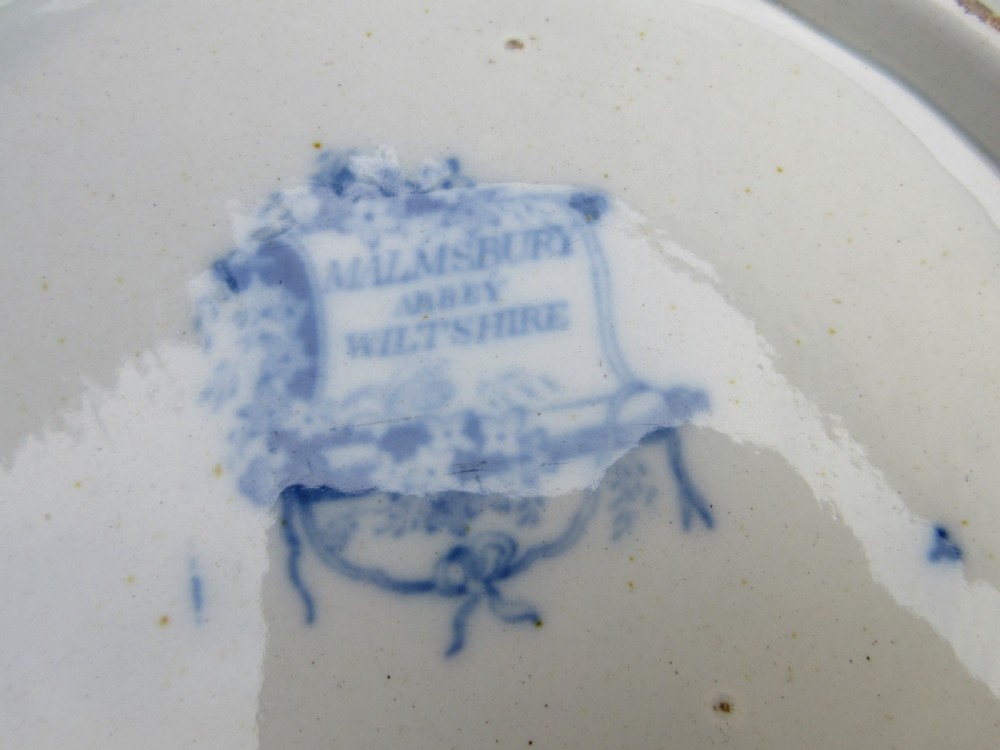 RARE ENGLISH BLUE & WHITE MALMESBURY ABBEY DISH c1840 View IV
