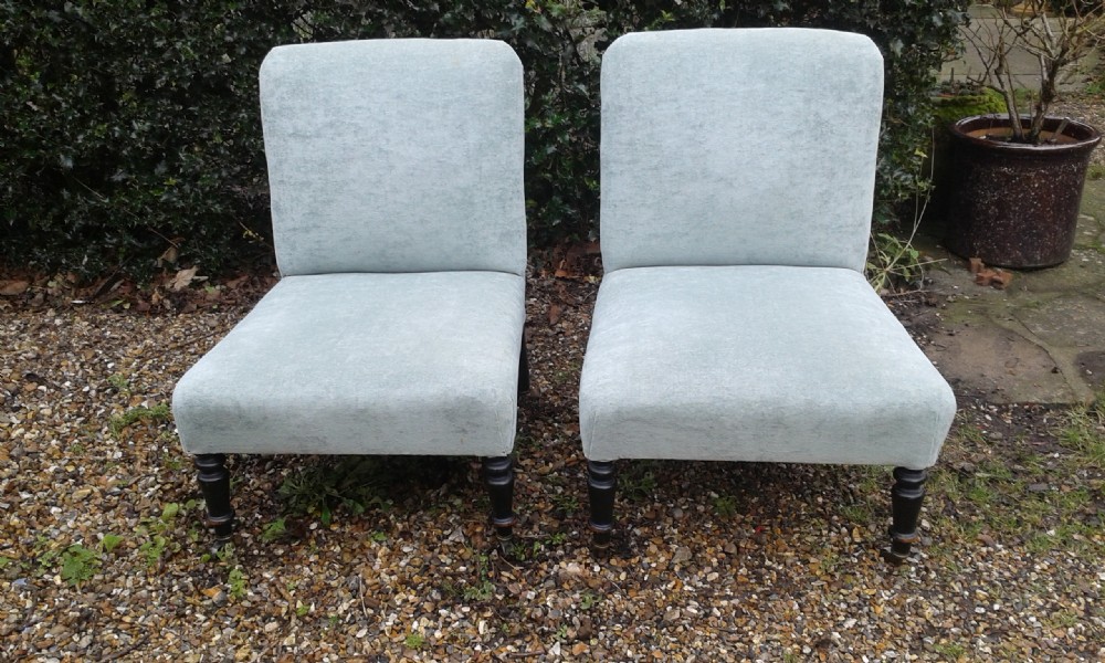 PAIR OF VICTORIAN UPHOLSTERED CHAIRS c1880 View V