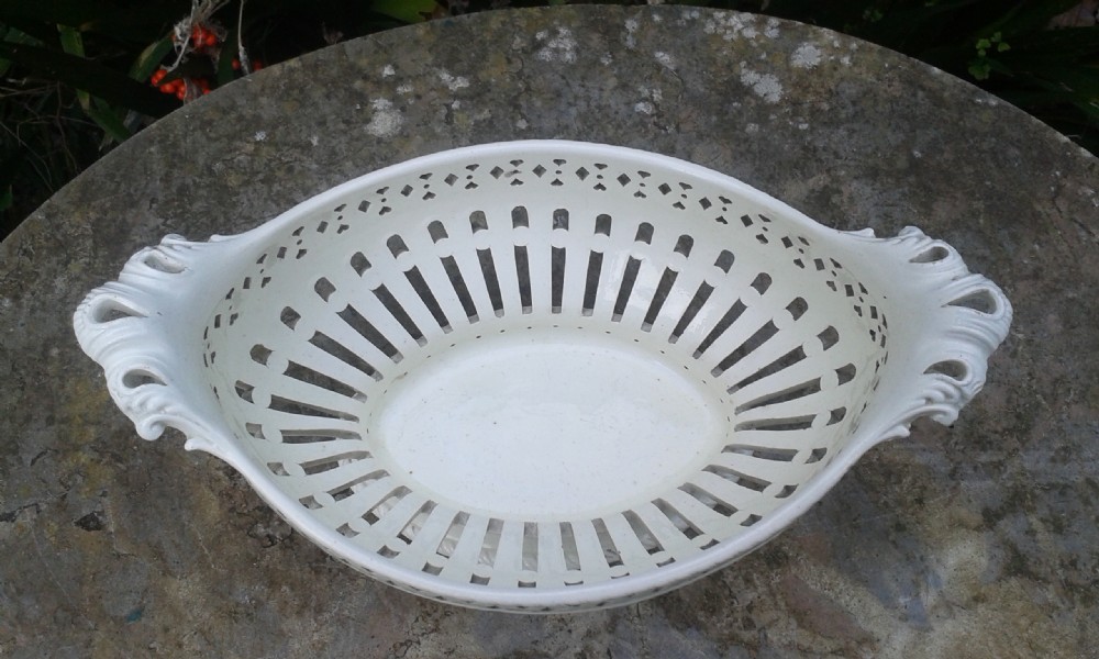 19th CENTURY CREAMWARE CHESTNUT BASKET View II