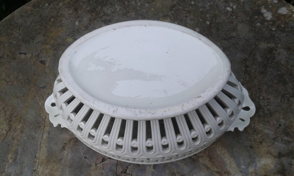 19th CENTURY CREAMWARE CHESTNUT BASKET View III