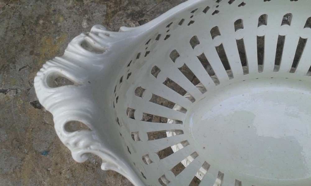 19th CENTURY CREAMWARE CHESTNUT BASKET View IV