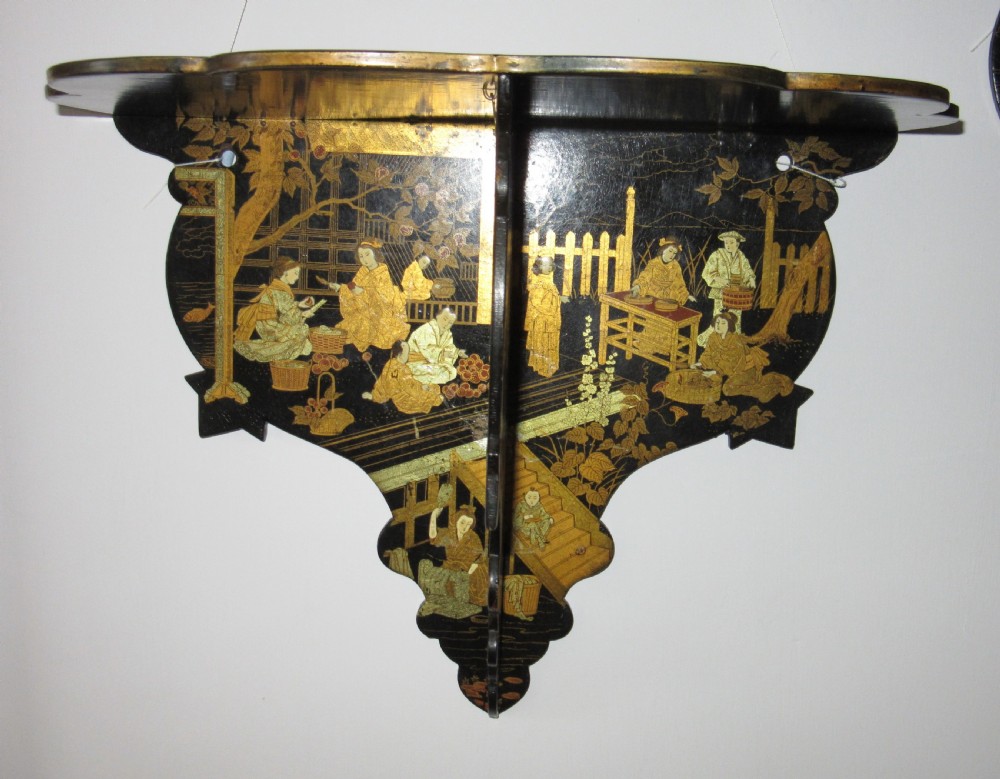 LARGE PAIR OF LACQUERED PAPIER MACHE FOLDING BRACKETS c1880 View III