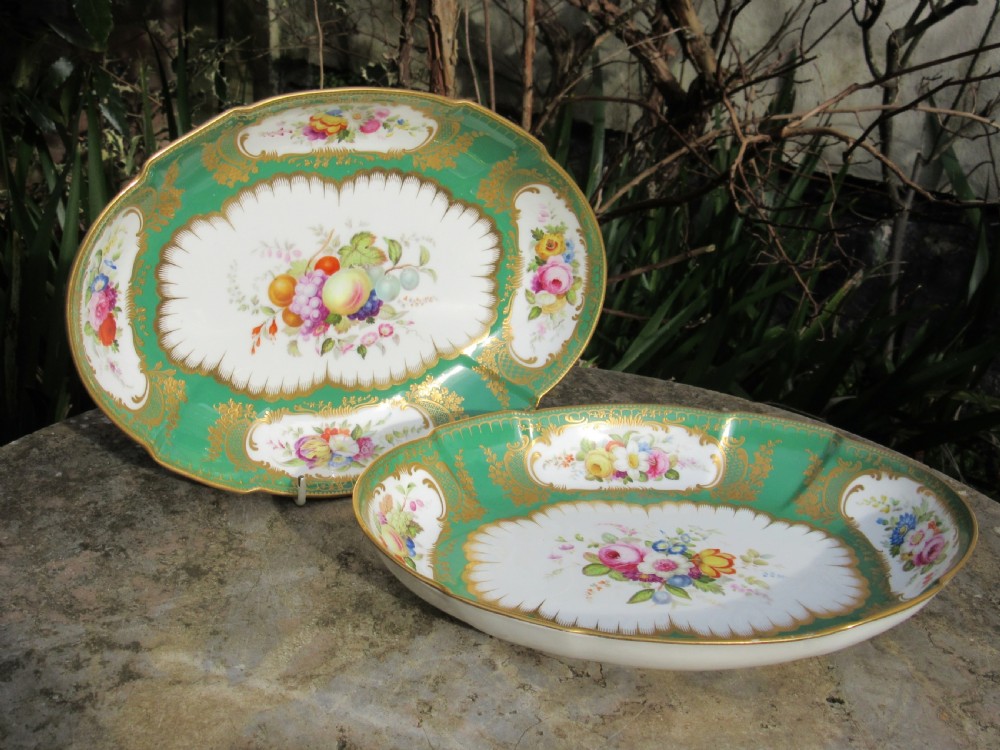 PAIR OF 19th CENTURY ENGLISH PORCELAIN HAND-PAINTED DISHES View II