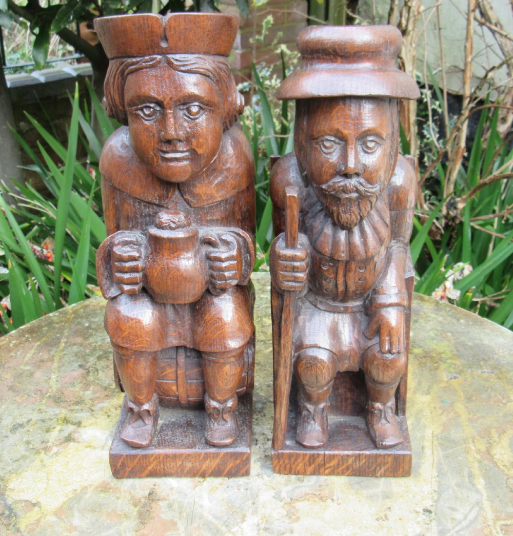 TWO VICTORIAN CARVED OAK FIGURES c1880 View II