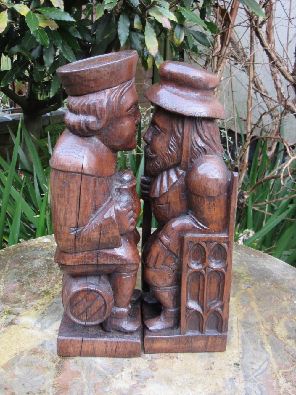 TWO VICTORIAN CARVED OAK FIGURES c1880 View III