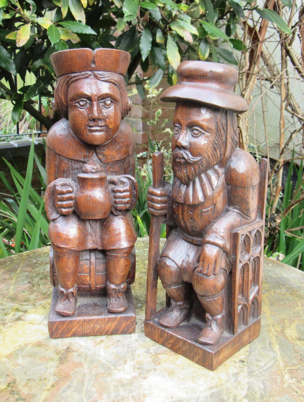 TWO VICTORIAN CARVED OAK FIGURES c1880 View IV