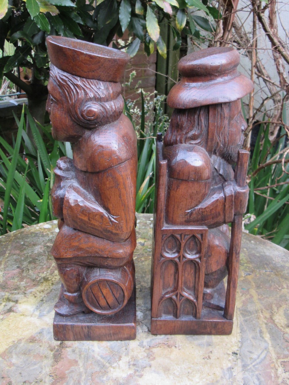 TWO VICTORIAN CARVED OAK FIGURES c1880 View VI