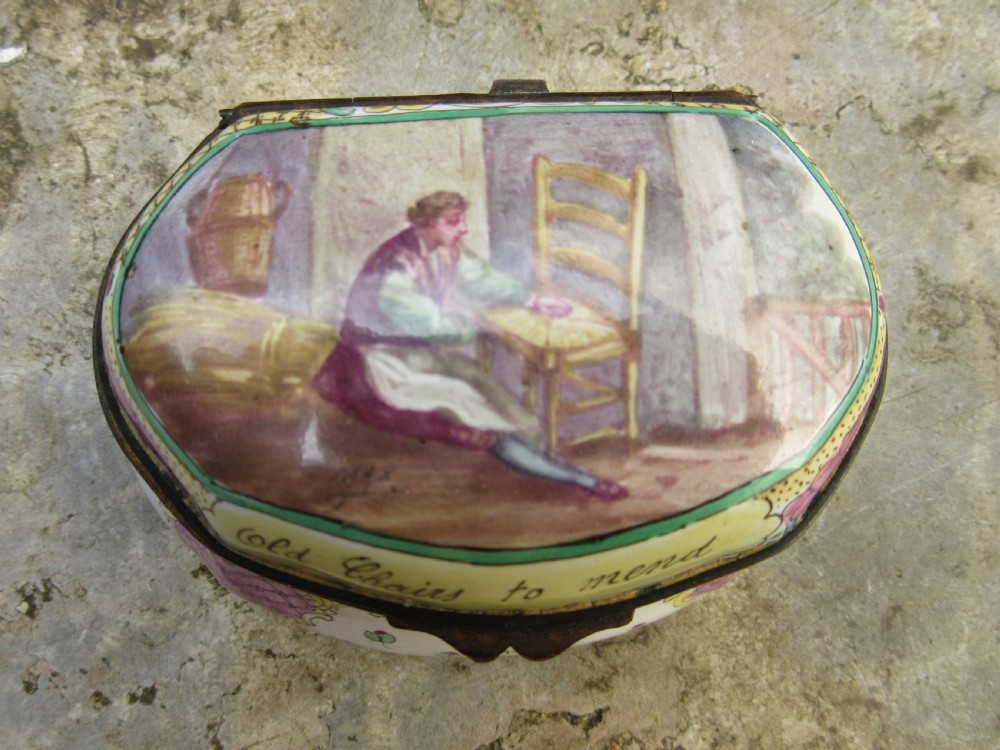 19th CENTURY SCEAUX FAIENCE 'OLD CHAIRS TO MEND' BOX View II
