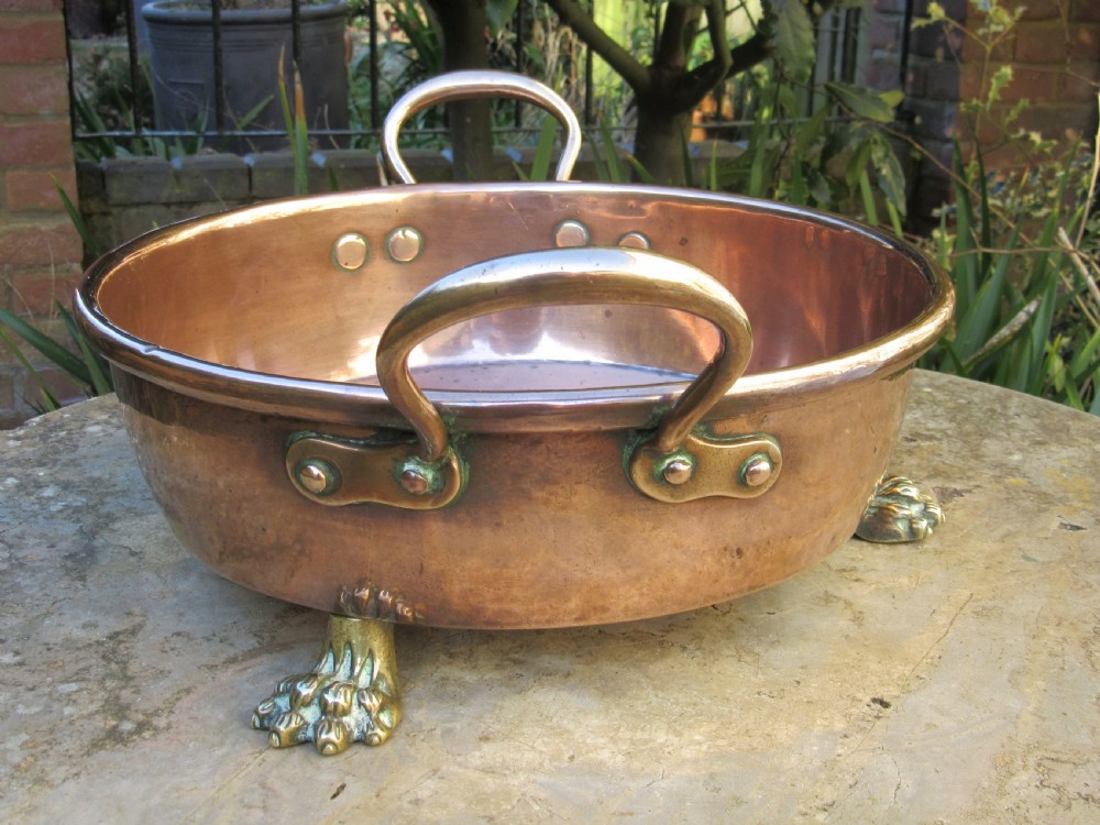 UNUSUAL COPPER TWO-HANDLED SERVING PAN c1840 View III
