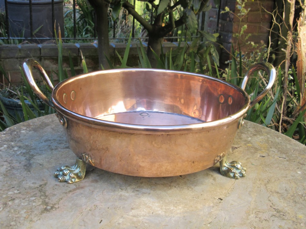 UNUSUAL COPPER TWO-HANDLED SERVING PAN c1840 View VI