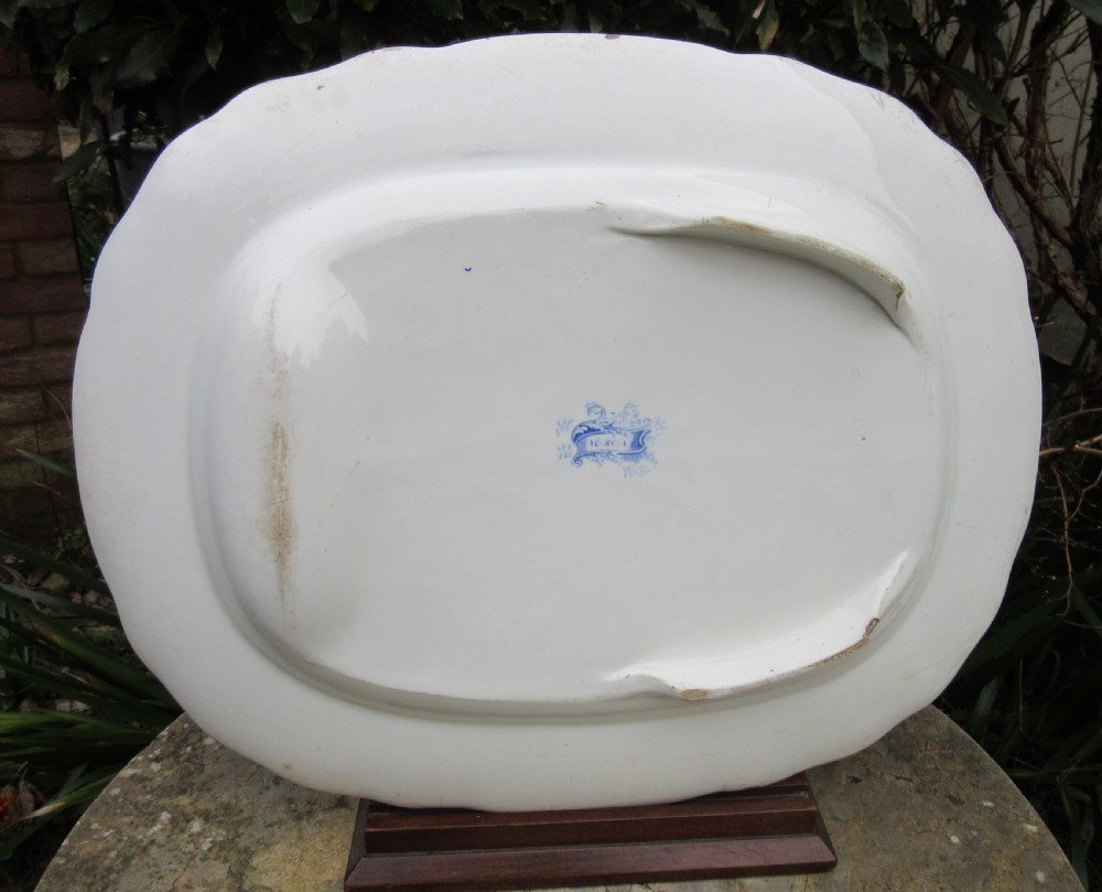 LARGE STAFFORDSHIRE BLUE & WHITE VERONA SERVING PLATE c1850 View III