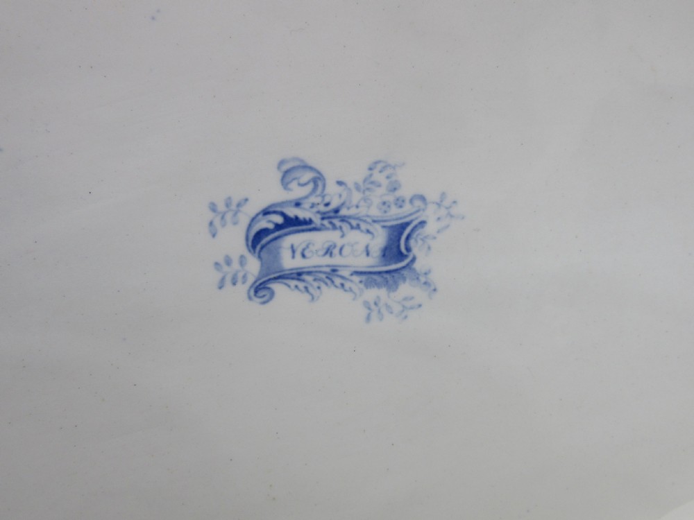 LARGE STAFFORDSHIRE BLUE & WHITE VERONA SERVING PLATE c1850 View IV