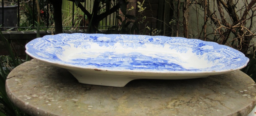 LARGE STAFFORDSHIRE BLUE & WHITE VERONA SERVING PLATE c1850 View V