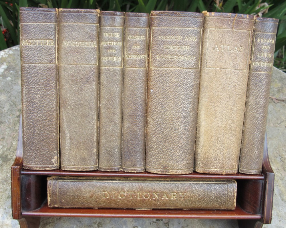 ASPREY'S INLAID MAHOGANY BOOK STAND WITH ORIGINAL REFERENCE BOOKS View II