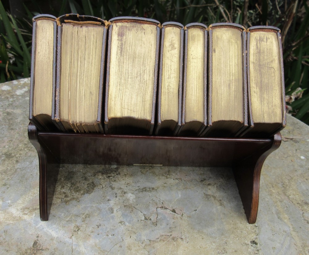ASPREY'S INLAID MAHOGANY BOOK STAND WITH ORIGINAL REFERENCE BOOKS View III