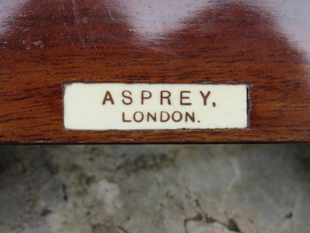 ASPREY'S INLAID MAHOGANY BOOK STAND WITH ORIGINAL REFERENCE BOOKS View V