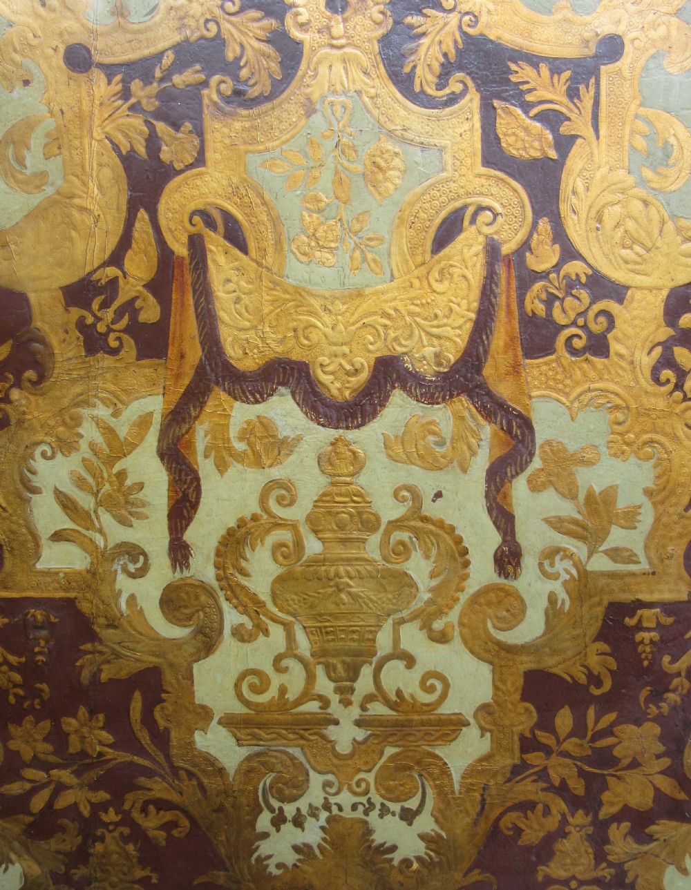 19th CENTURY THREE FOLD EMBOSSED LEATHER SCREEN View IV
