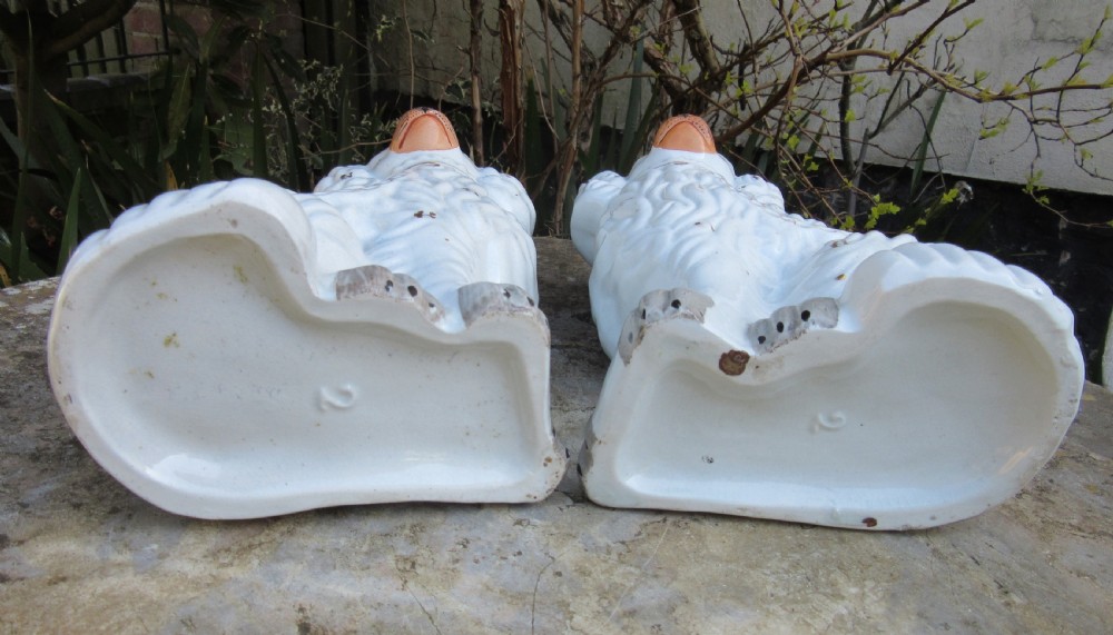 PAIR OF VICTORIAN WHITE STAFFORDSHIRE DOGS c1860 View III