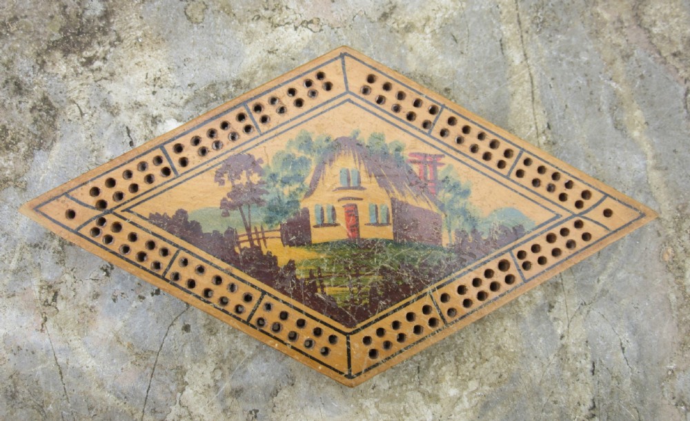 REGENCY HAND-PAINTED CRIBBAGE BOARD c1830