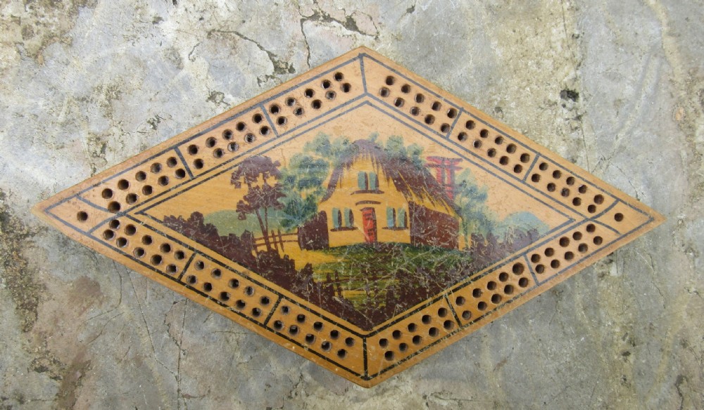 REGENCY HAND-PAINTED CRIBBAGE BOARD c1830 View IV