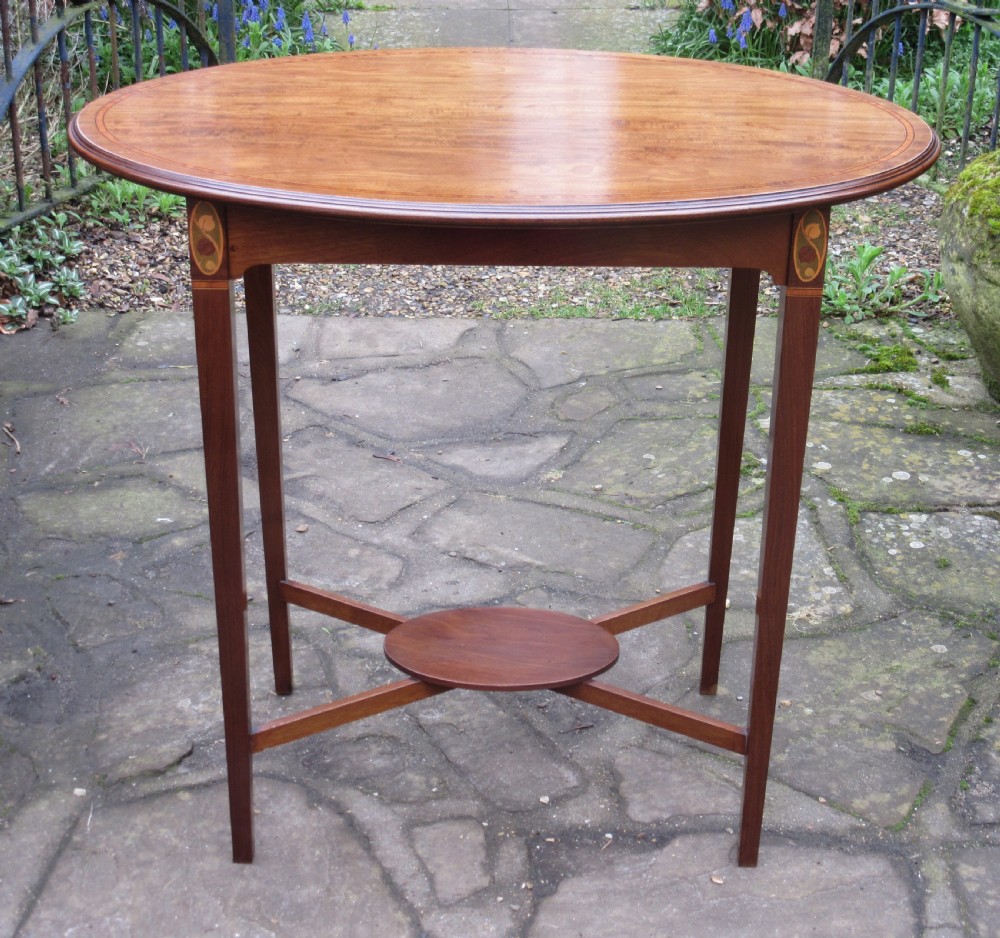 ART NOUVEAU INLAID MAHOGANY LAMP TABLE