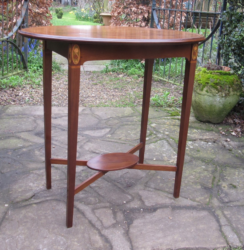ART NOUVEAU INLAID MAHOGANY LAMP TABLE View V