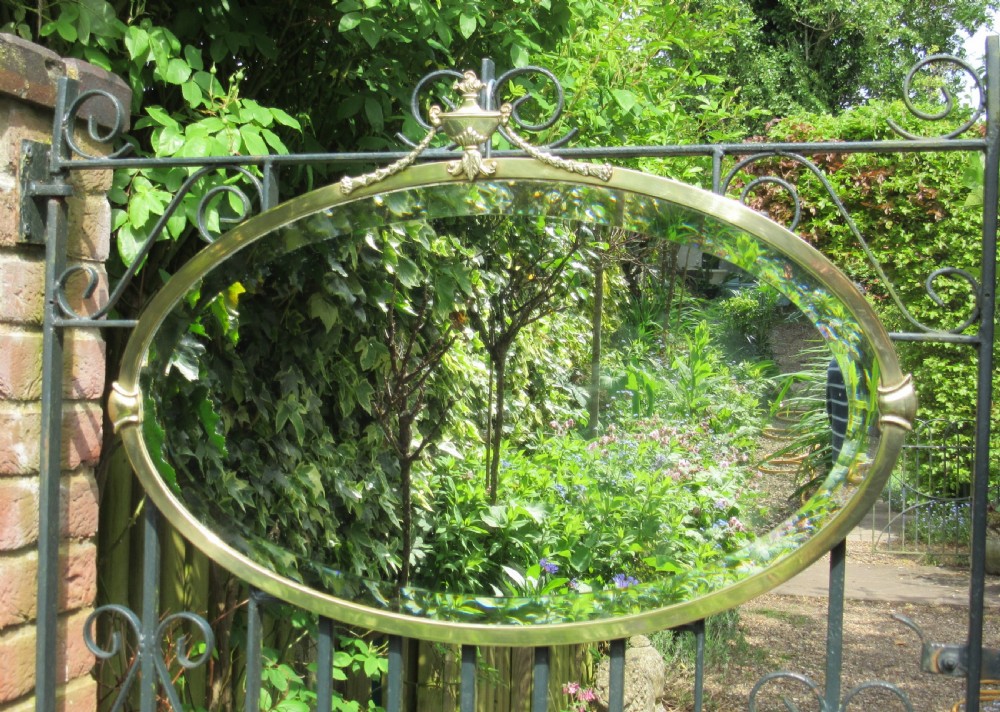 EDWARDIAN ADAM'S STYLE BRASS OVAL MIRROR c1910 View III