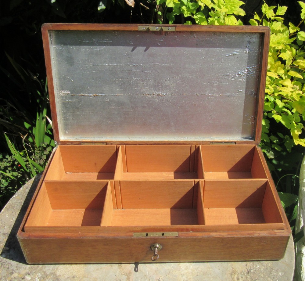 BRASS BOUND OAK HUMIDOR CIGAR BOX c1880 View III