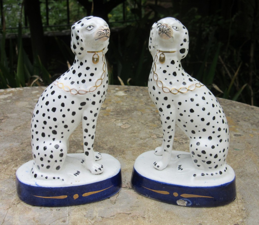 SUPER PAIR OF STAFFORDSHIRE DALMATIANS c1860
