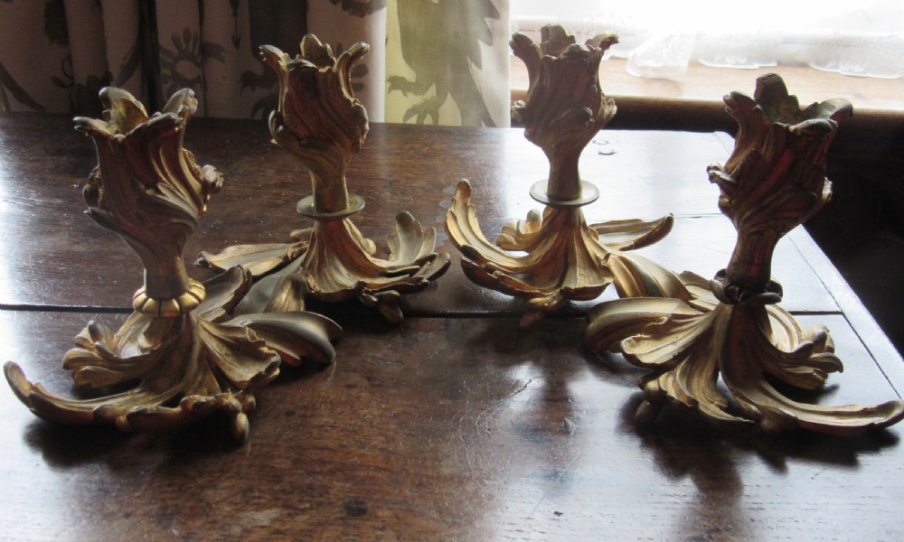 FOUR 19th CENTURY ORMOLU GILT METAL CANDLESTICKS View IV