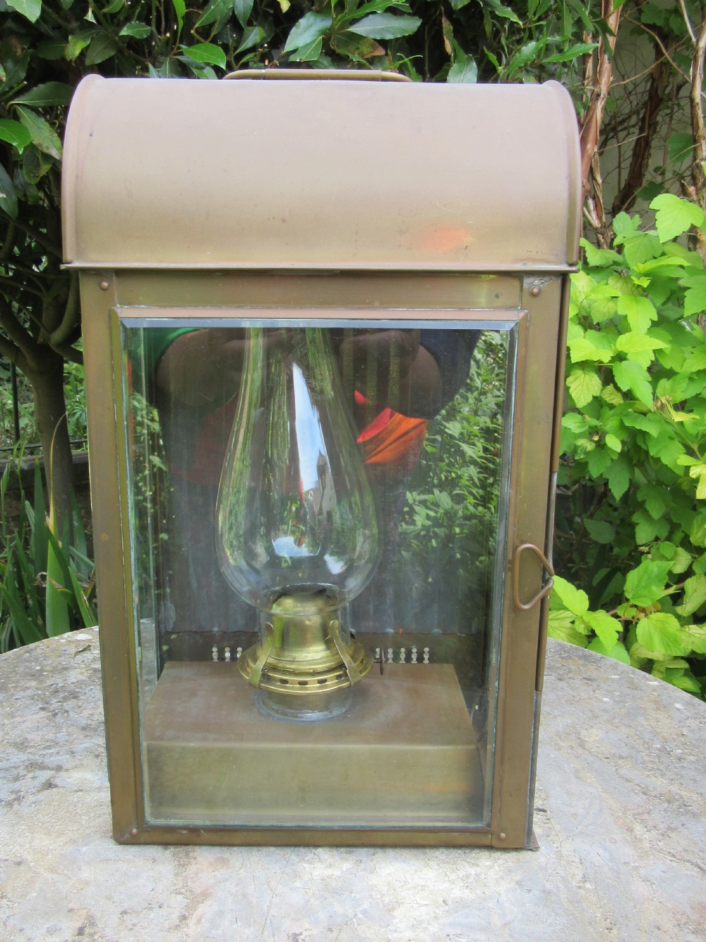 PAIR EDWARDIAN WEATHERED BRASS WALL LANTERNS View VI