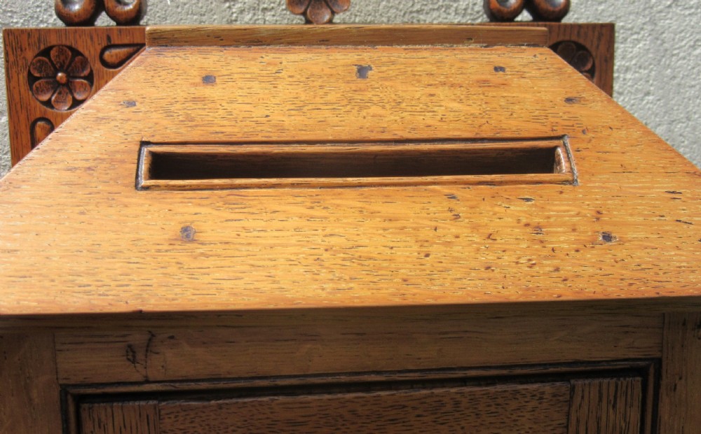 ENGLISH COUNTRY HOUSE HANGING OAK LETTER BOX c1880 View VI