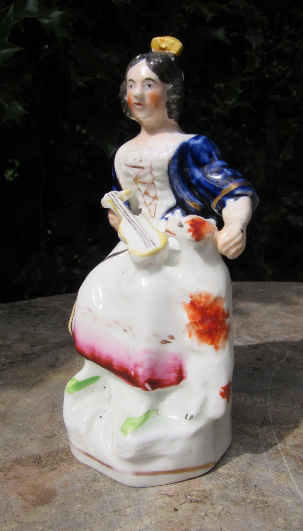 EARLY VICTORIAN STAFFORDSHIRE FIGURE GIRL & SHEEP c1840
