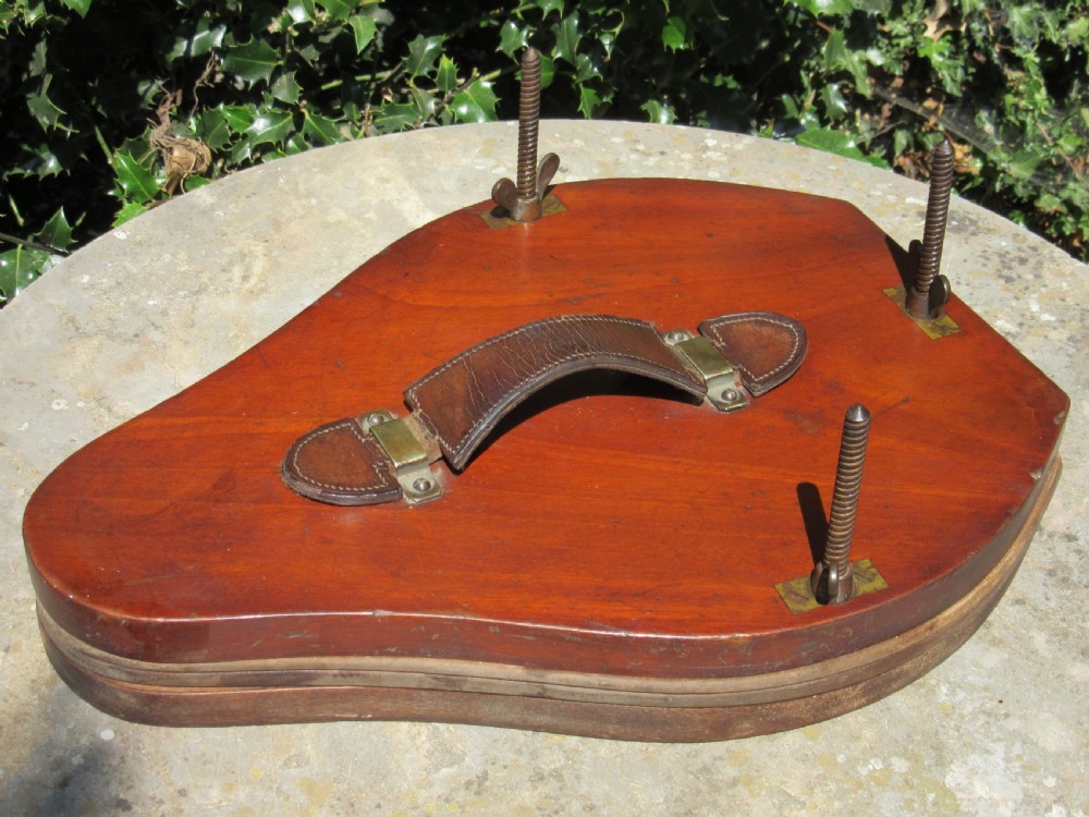 MAHOGANY & BRASS TENNIS RACQUET PRESS c1900