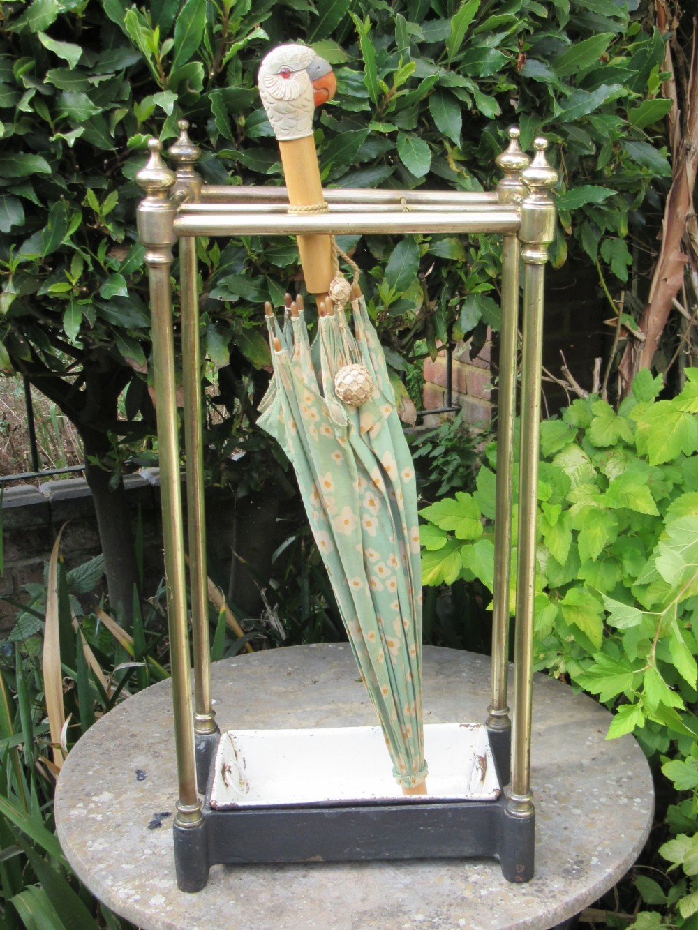 ANTIQUE BRASS STICK STAND UMBRELLA STAND c1900 View V