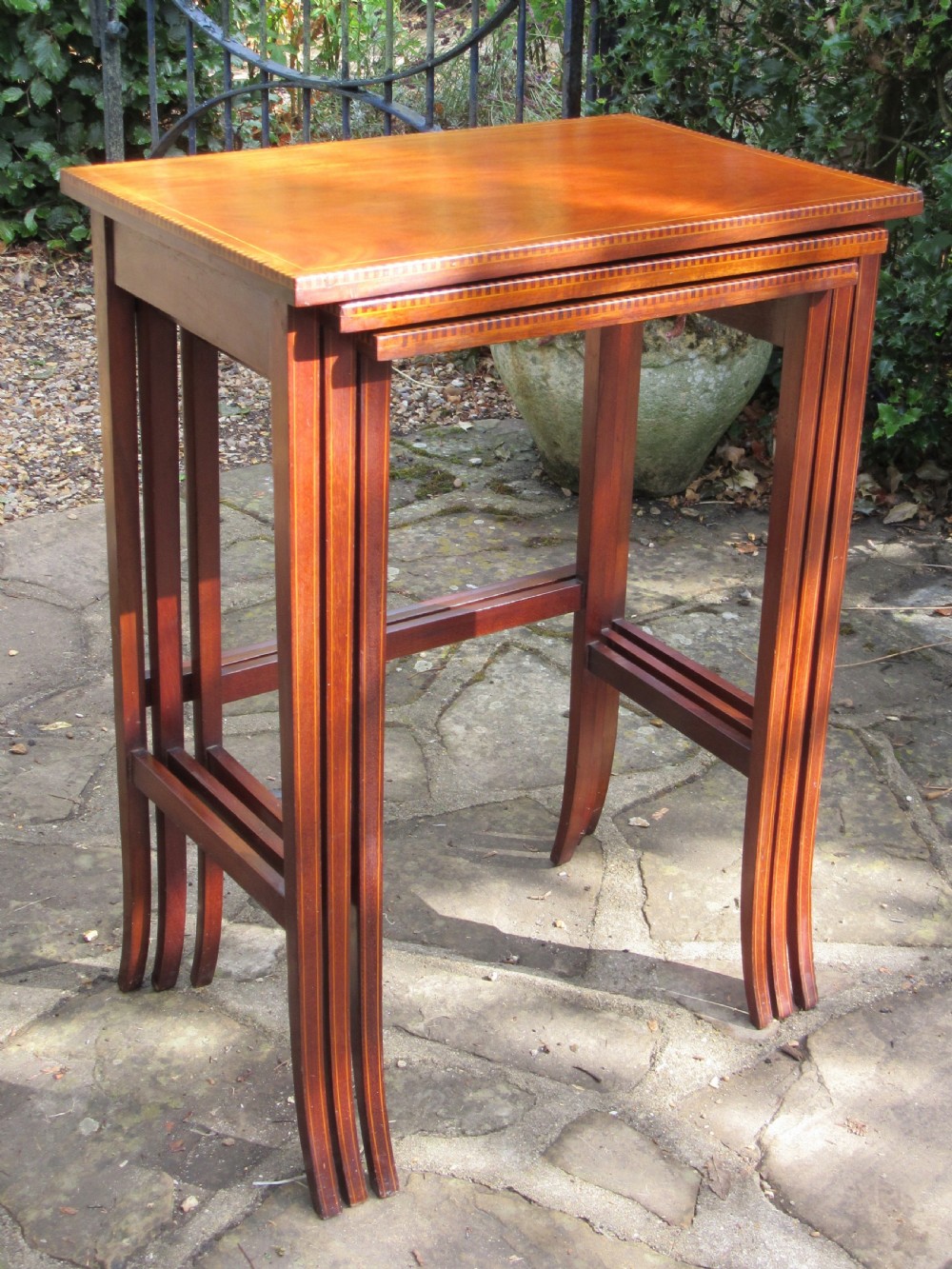INLAID MAHOGANY NEST OF TABLES c1910 View II