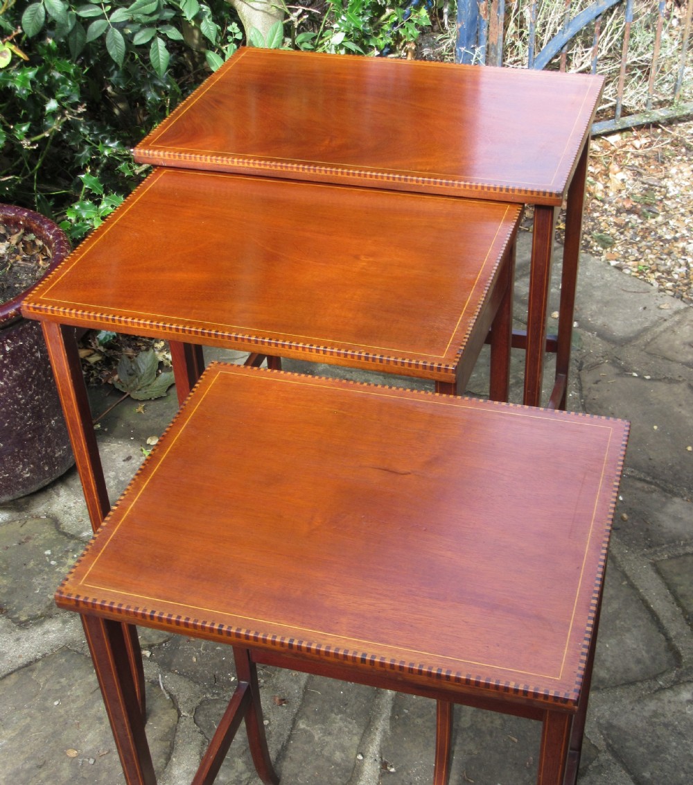 INLAID MAHOGANY NEST OF TABLES c1910 View IV