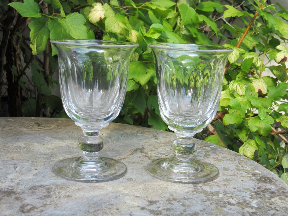 LARGE PAIR OF ANTIQUE GLASS RUMMERS c1850