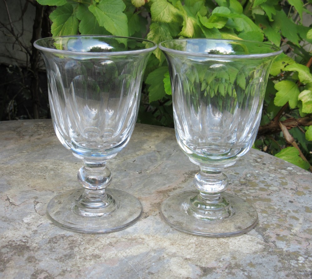 LARGE PAIR OF ANTIQUE GLASS RUMMERS c1850 View III